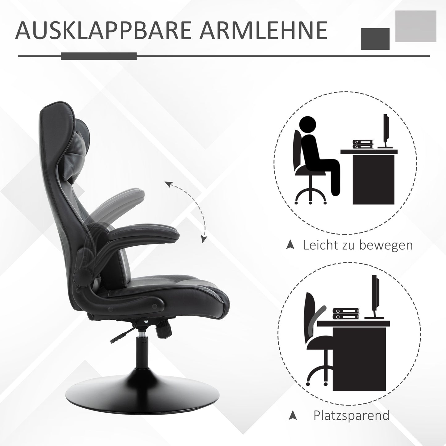 Ergonomic office chair - adjustable in height, padded, black