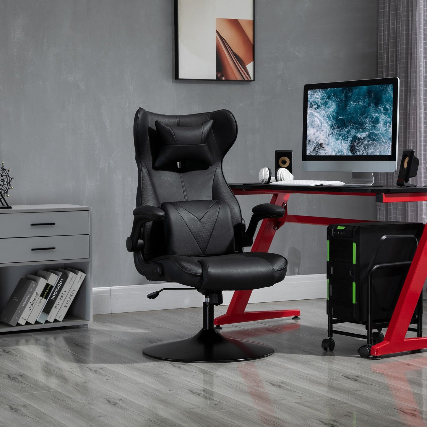 Ergonomic office chair - adjustable in height, padded, black