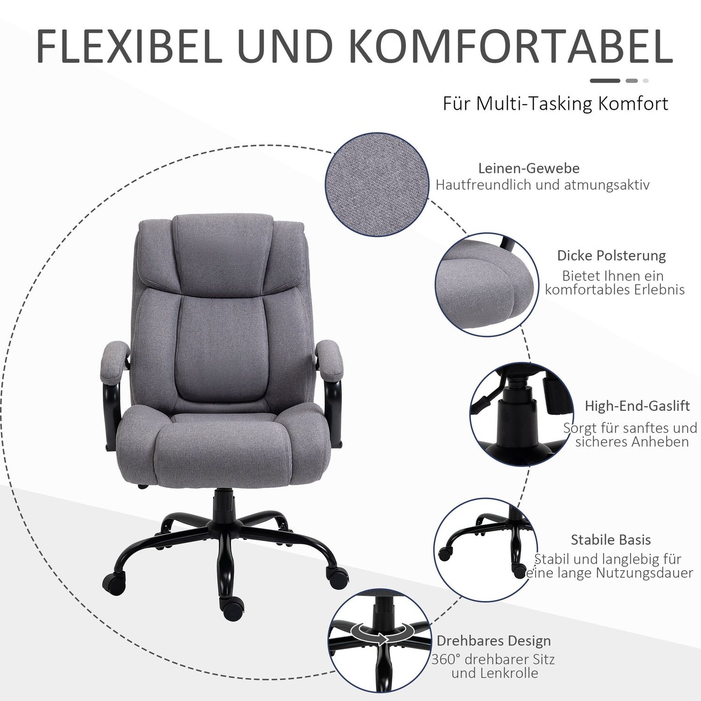 Ergonomic office gaming chair - swivel, 220 kg capacity