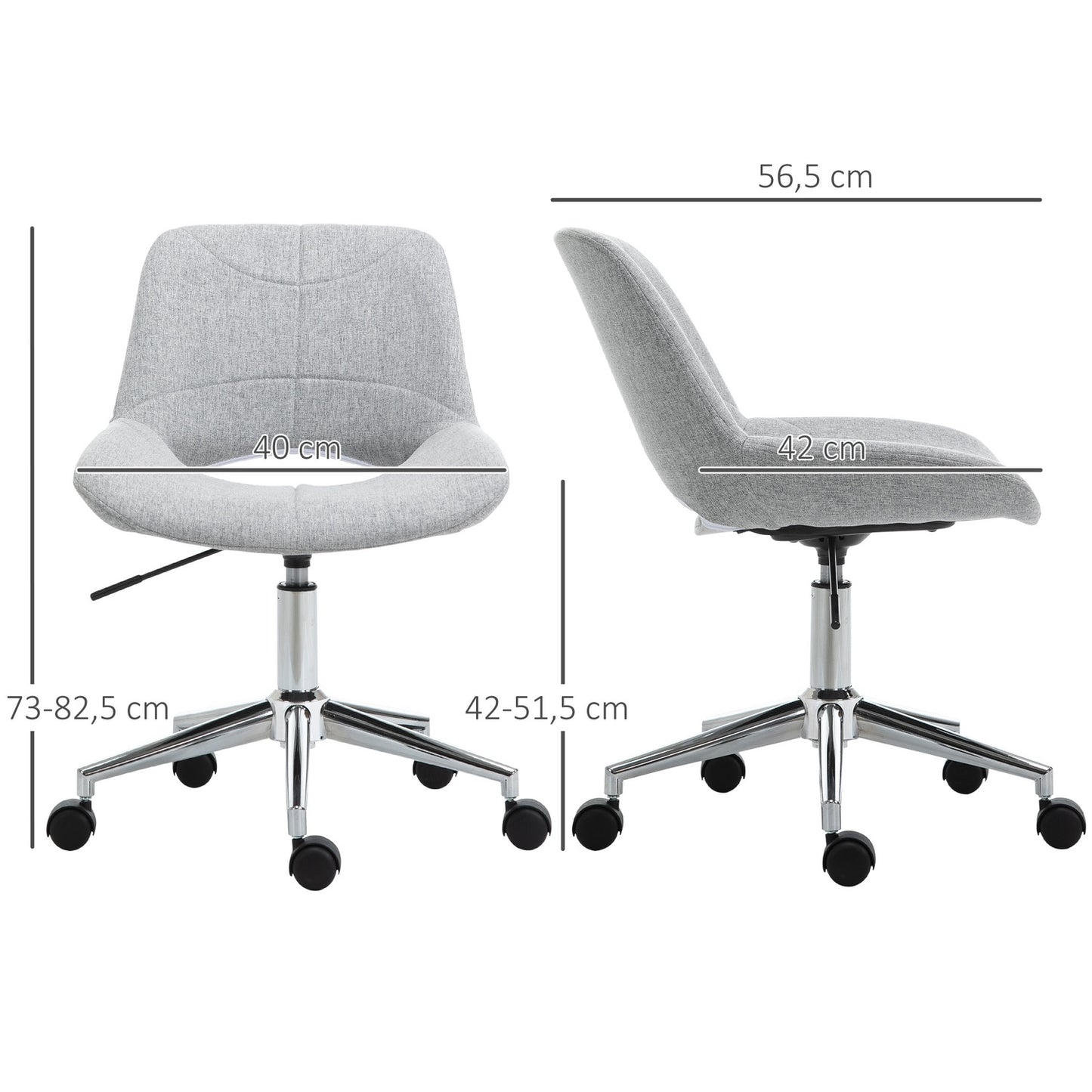 Height-adjustable swivel office chair, linen look, light grey