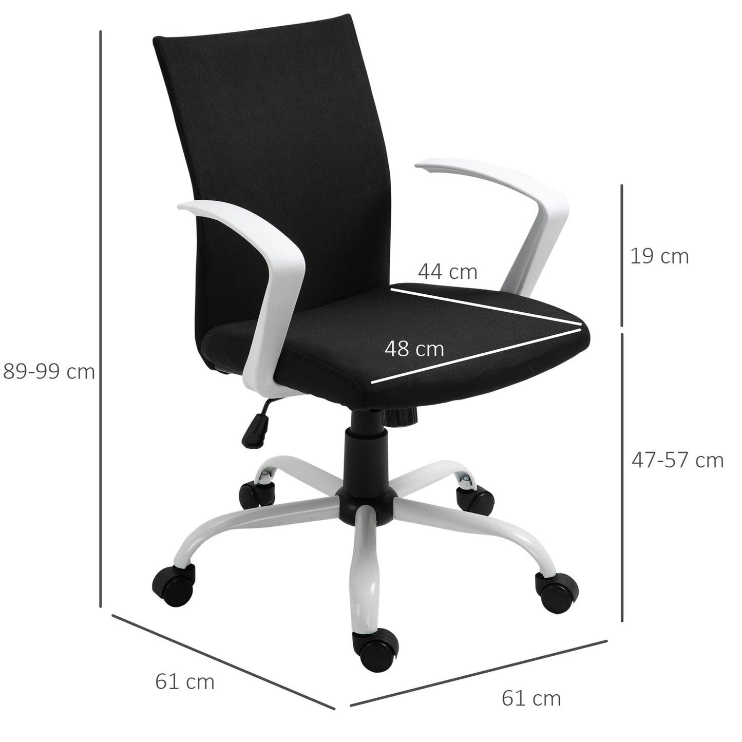 Office chair, ergonomic mesh back, 360° rotatable, black