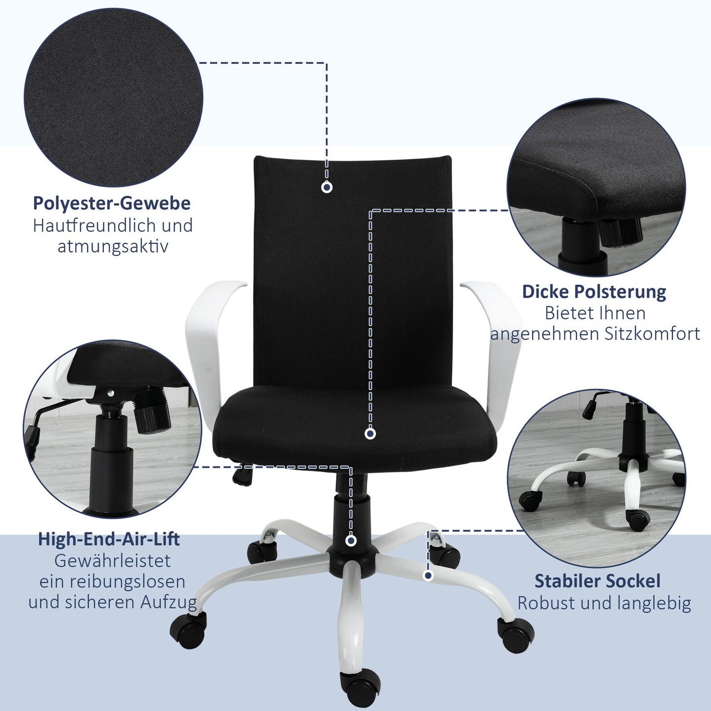 Office chair, ergonomic mesh back, 360° rotatable, black