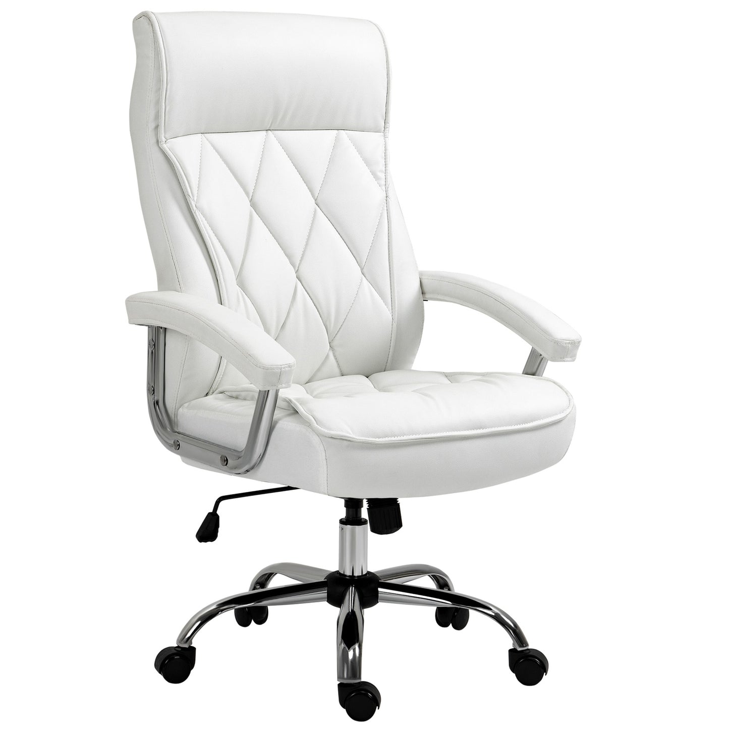 White ergonomic office chair - adjustable height, swivel, tilt