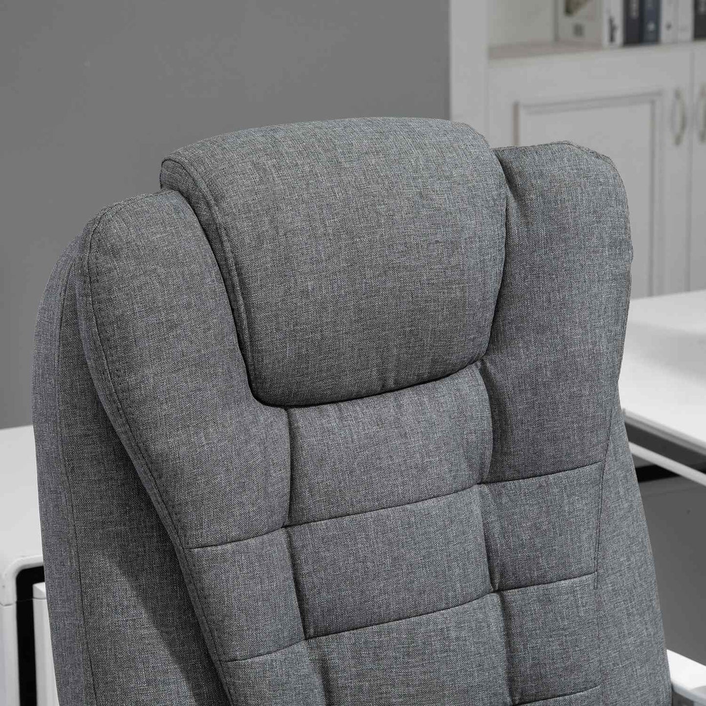 Office chair with footrest, height adjustable, linen look