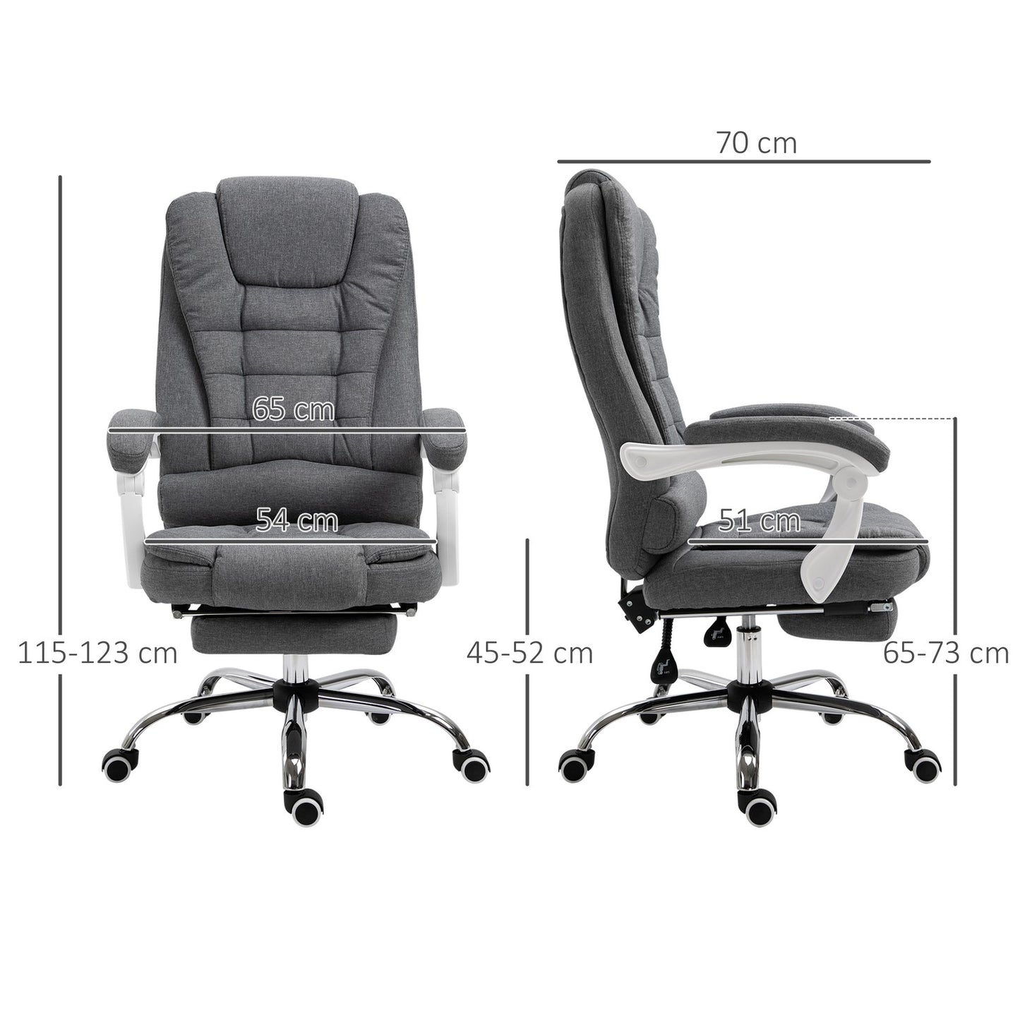 Office chair with footrest, height adjustable, linen look