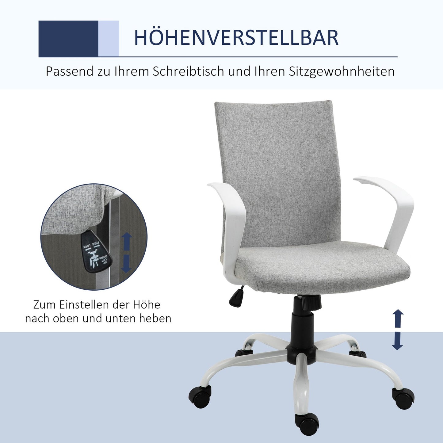 Ergonomic office chair with headrest, mesh back and swivel wheels