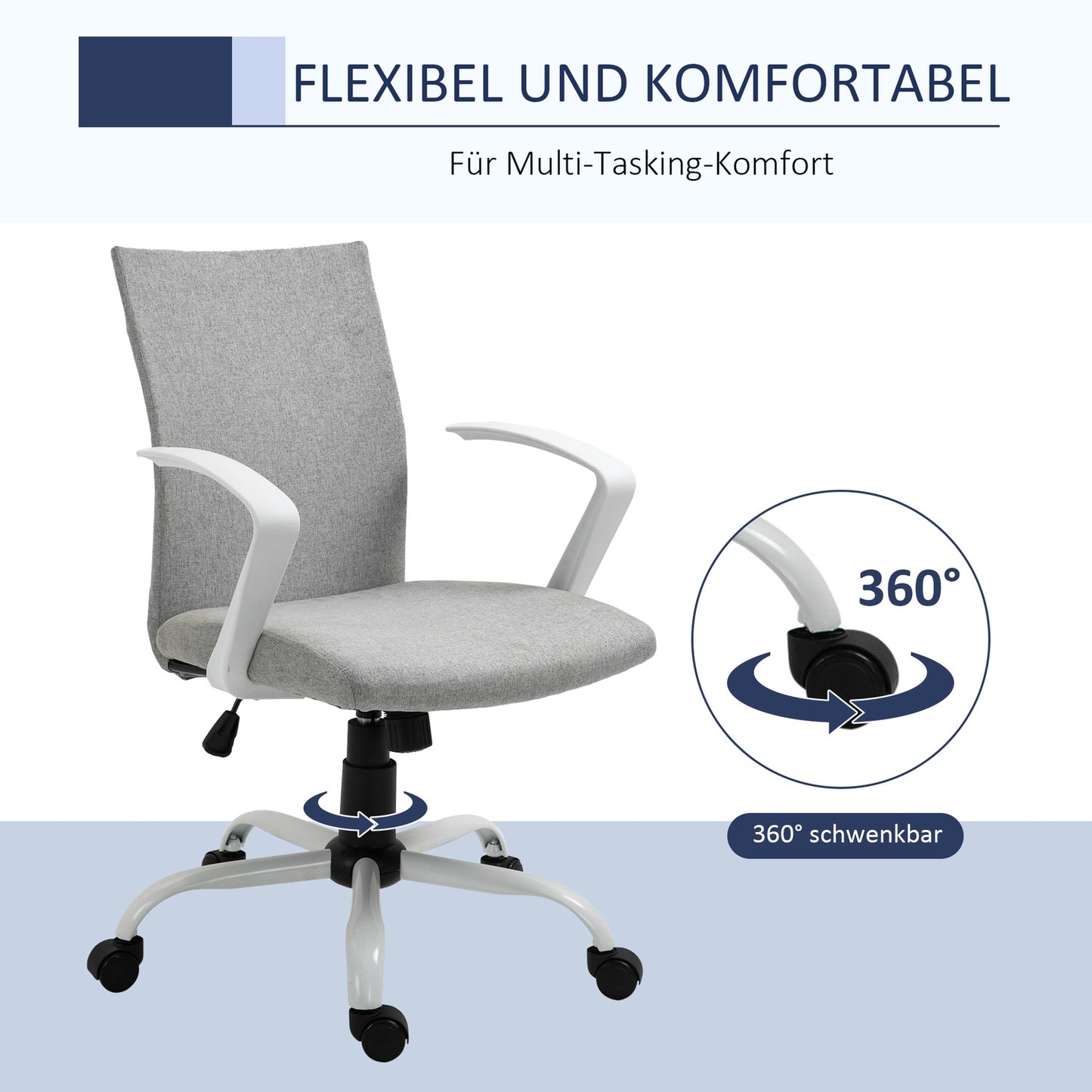 Ergonomic office chair with headrest, mesh back and swivel wheels