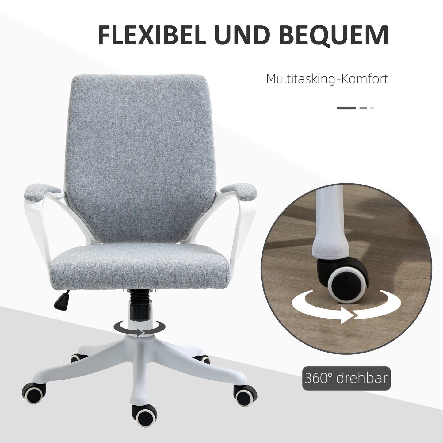 Ergonomic office chair, 360° rotatable, adjustable backrest