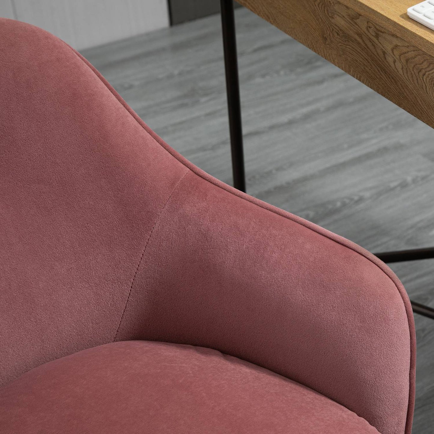 Red Velvet Office Chair with Rocker, adjustable height