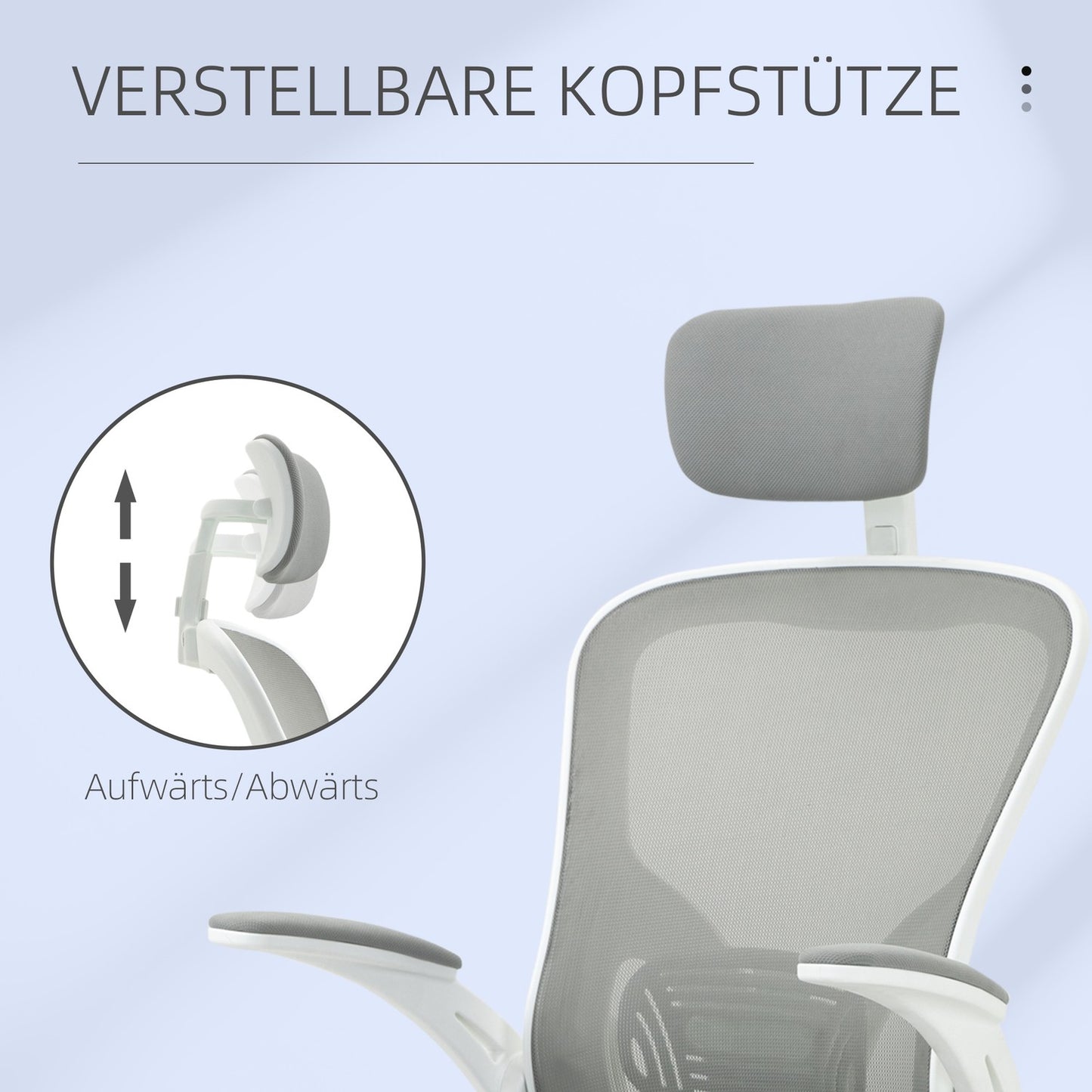 Ergonomic office chair, high back with lumbar support, gray