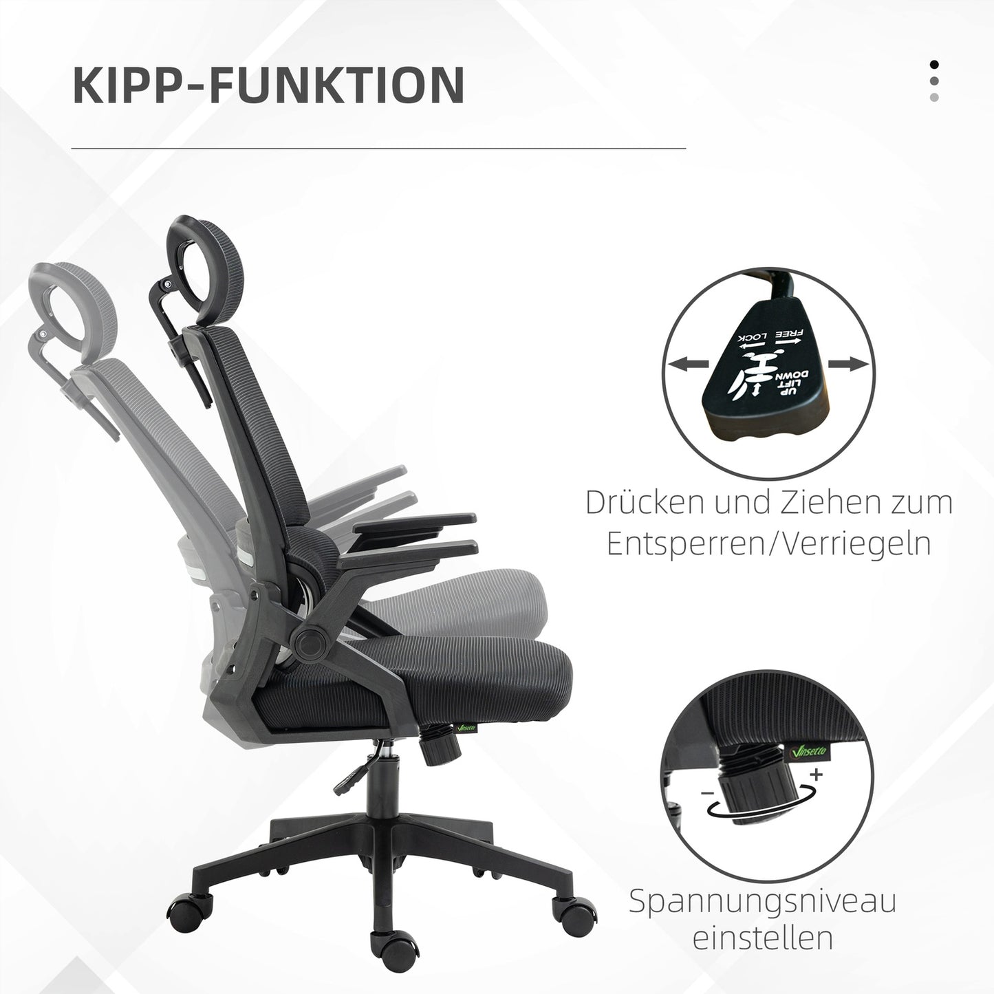 Ergonomic office chair with adjustable headrest and armrest