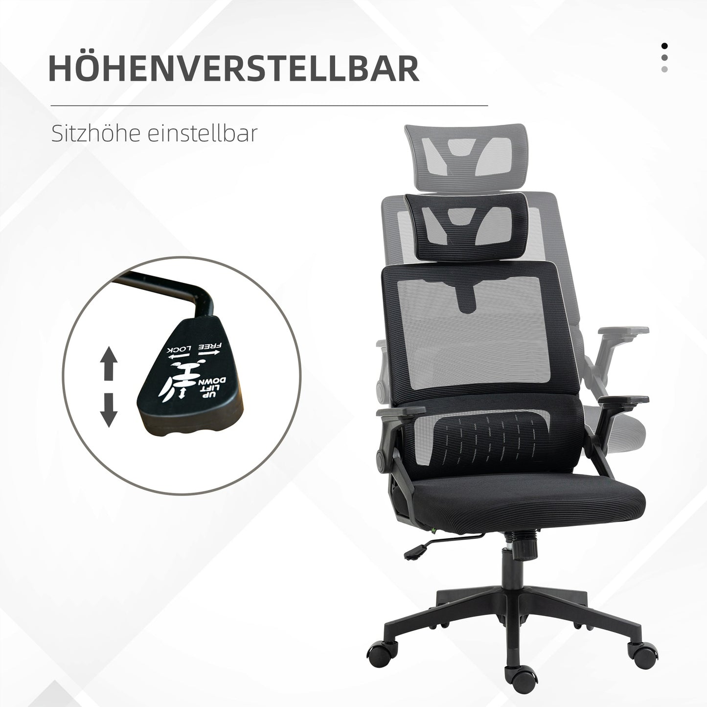 Ergonomic office chair with adjustable headrest and armrest