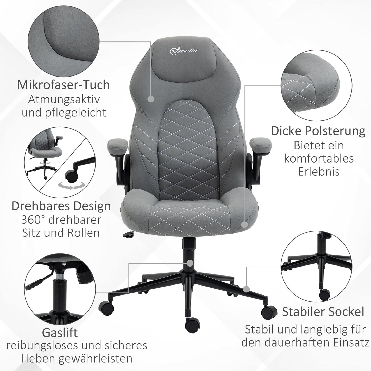 Ergonomic desk chair, swivel with adjustable armrests