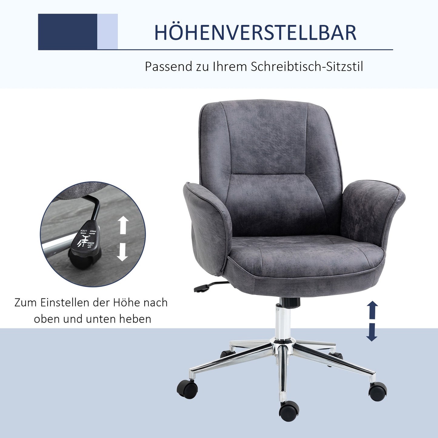 Ergonomic office chair, height adjustable, 120 kg load capacity