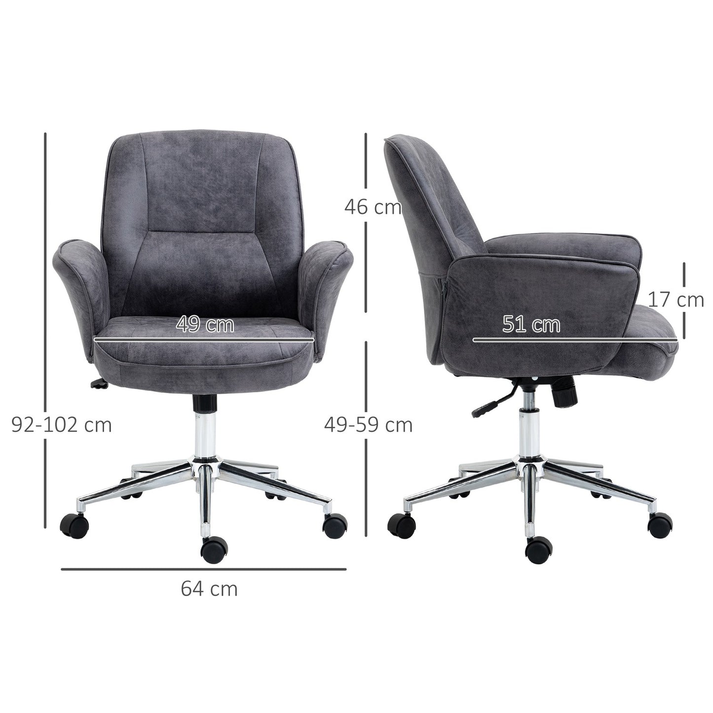 Ergonomic office chair, height adjustable, 120 kg load capacity