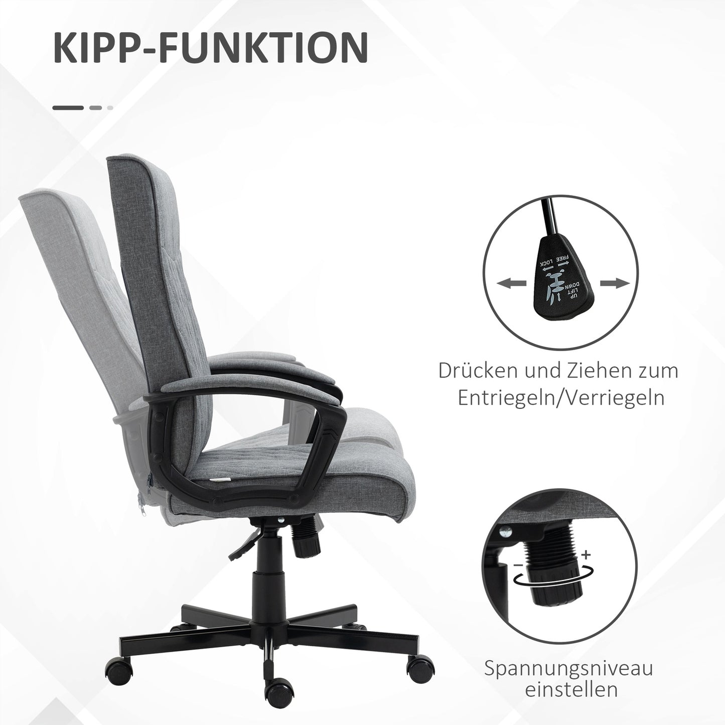 Ergonomic office chair, adjustable swivel, dark grey