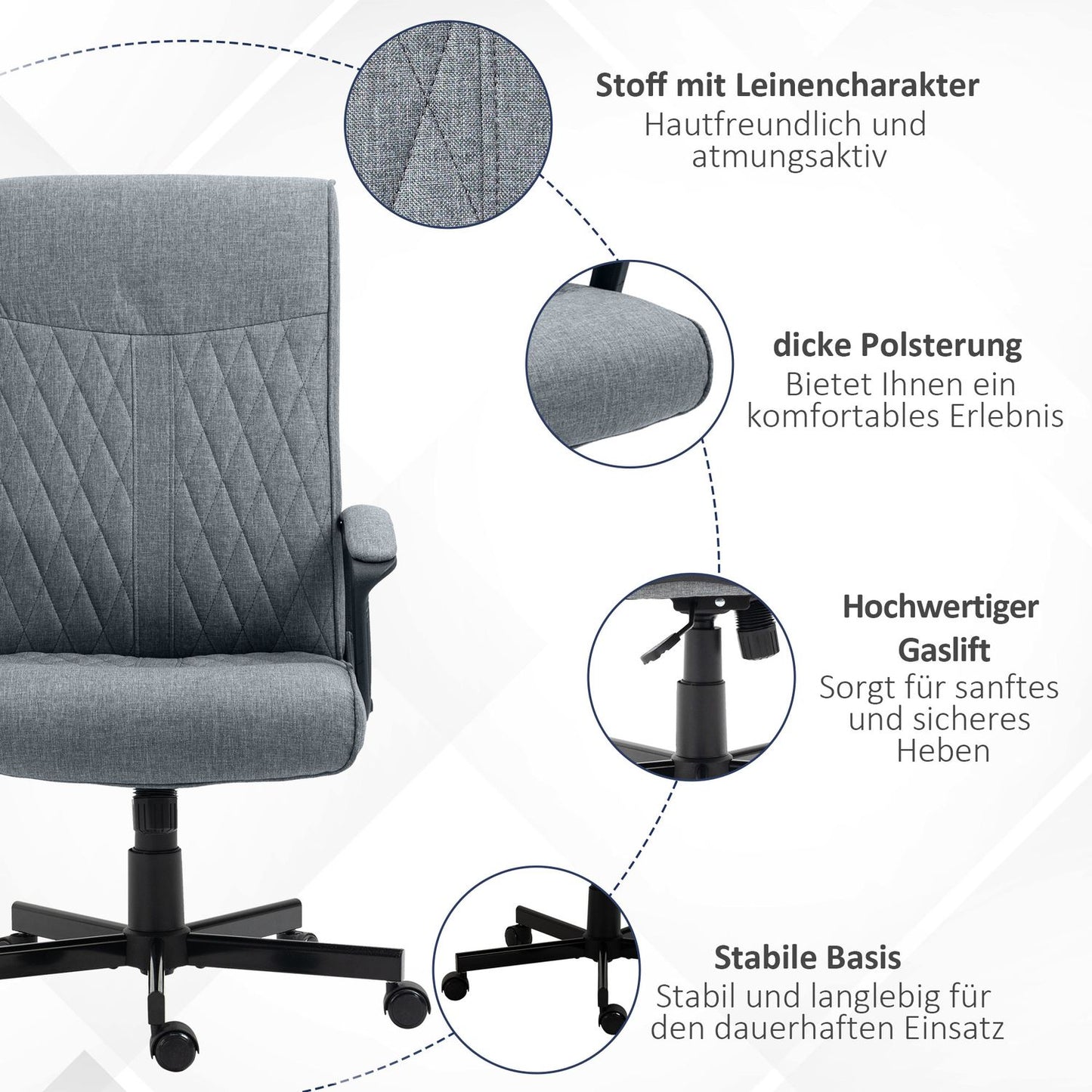 Ergonomic office chair, adjustable swivel, dark grey