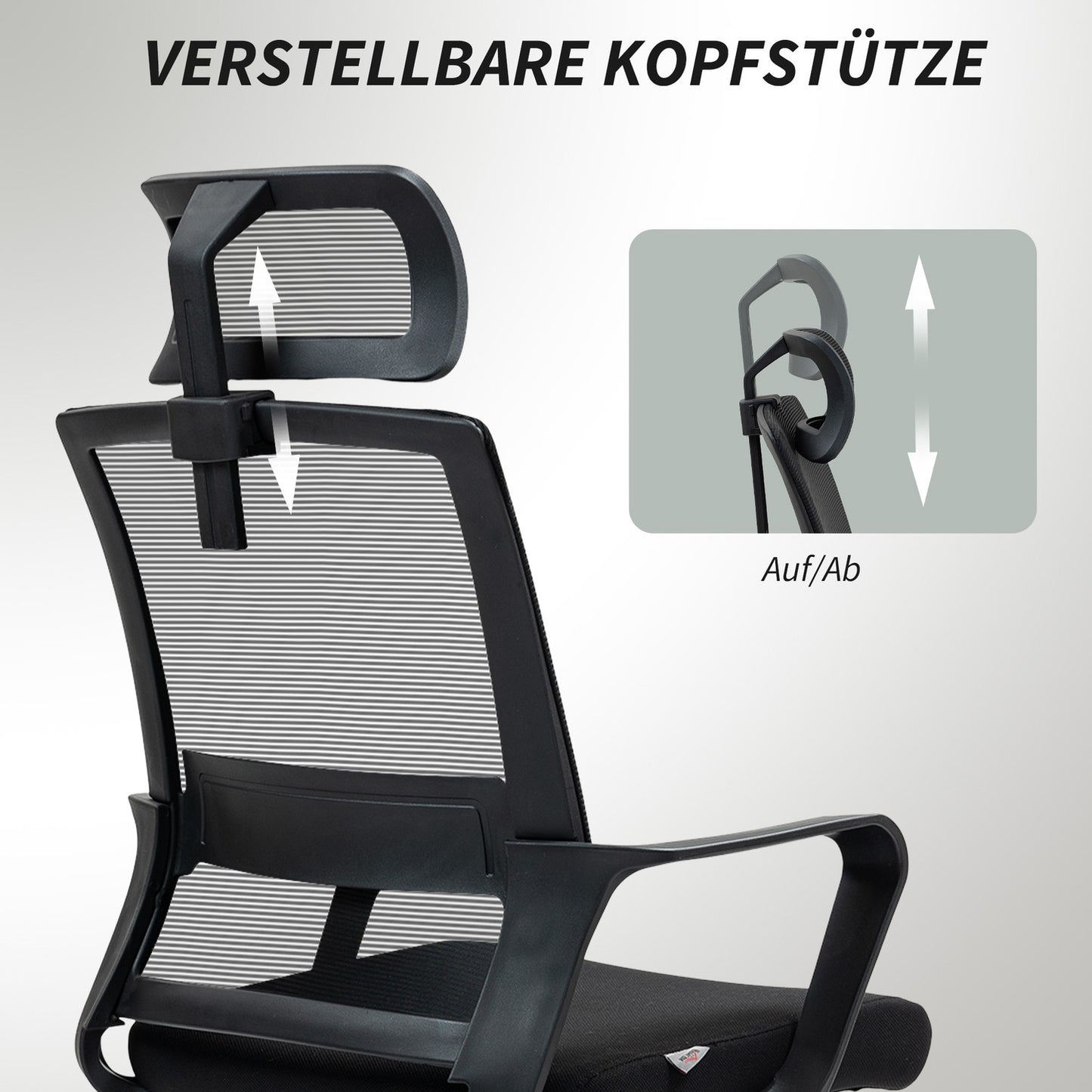 Ergonomic office chair with armrests and adjustable headrest