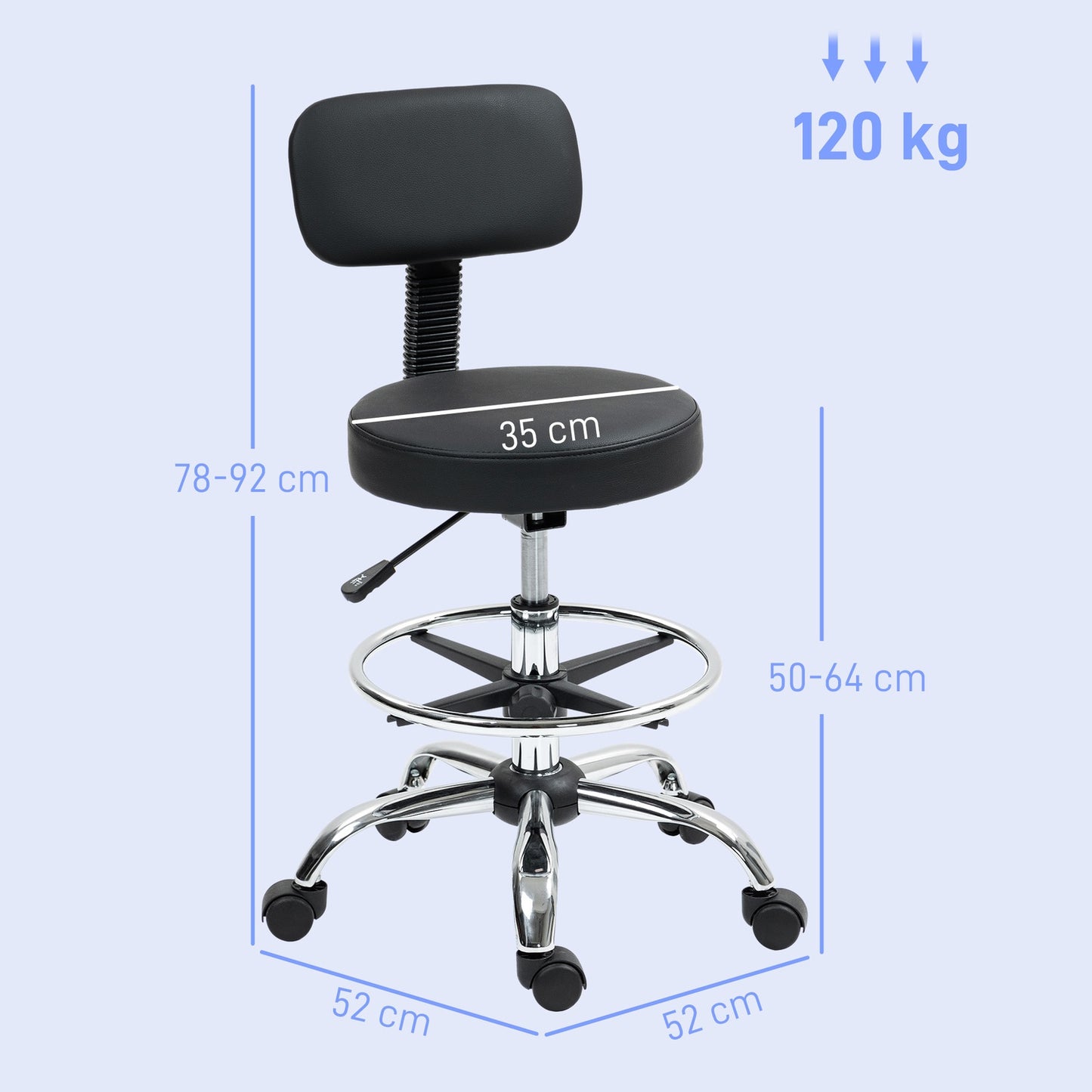 Ergonomic black office chair with foot ring, adjustable swivel