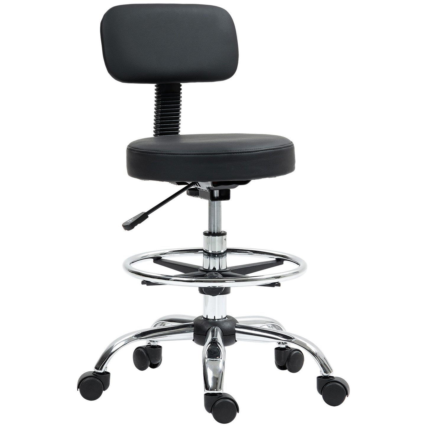 Ergonomic black office chair with foot ring, adjustable swivel