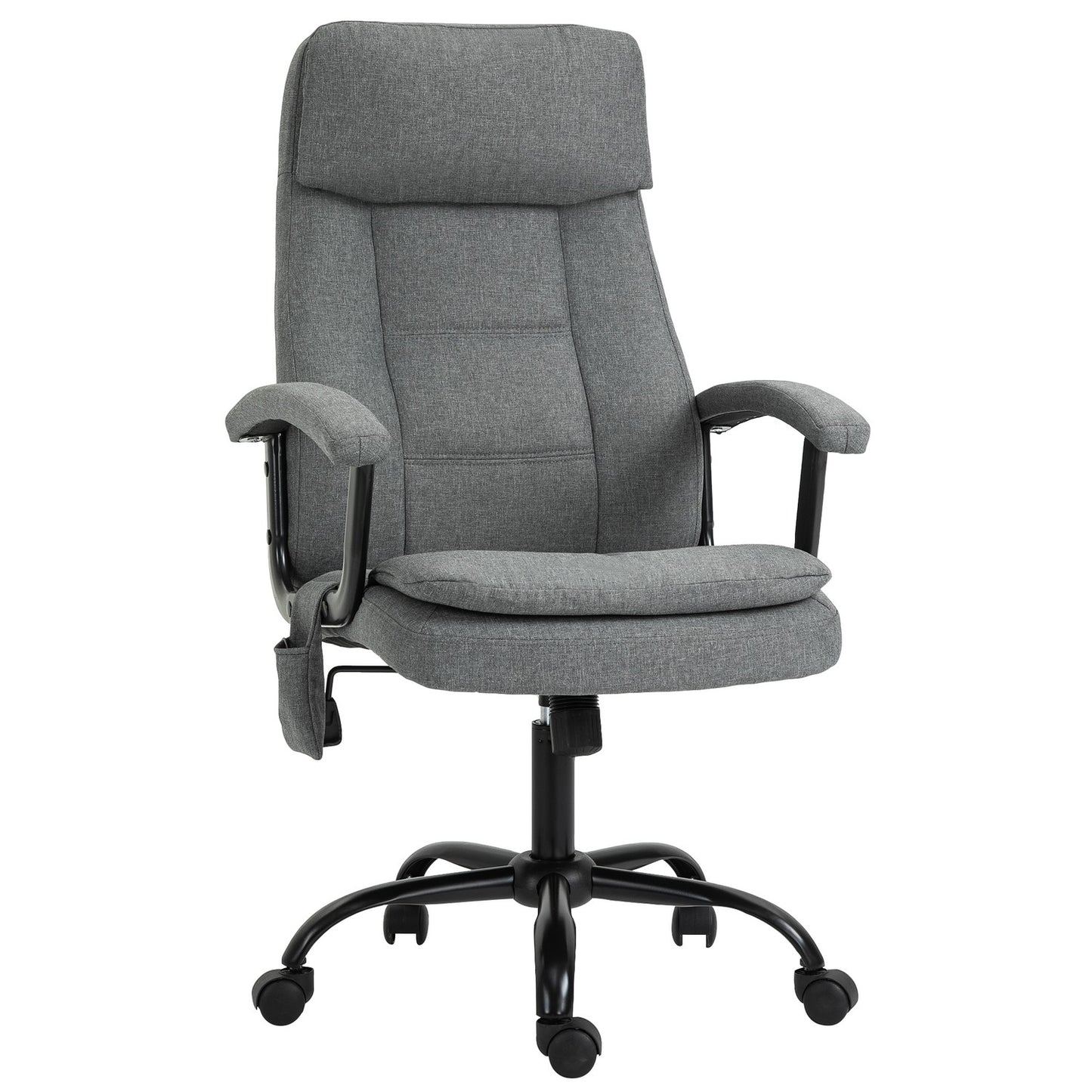 Ergonomic gaming chair with lumbar support, gray linen