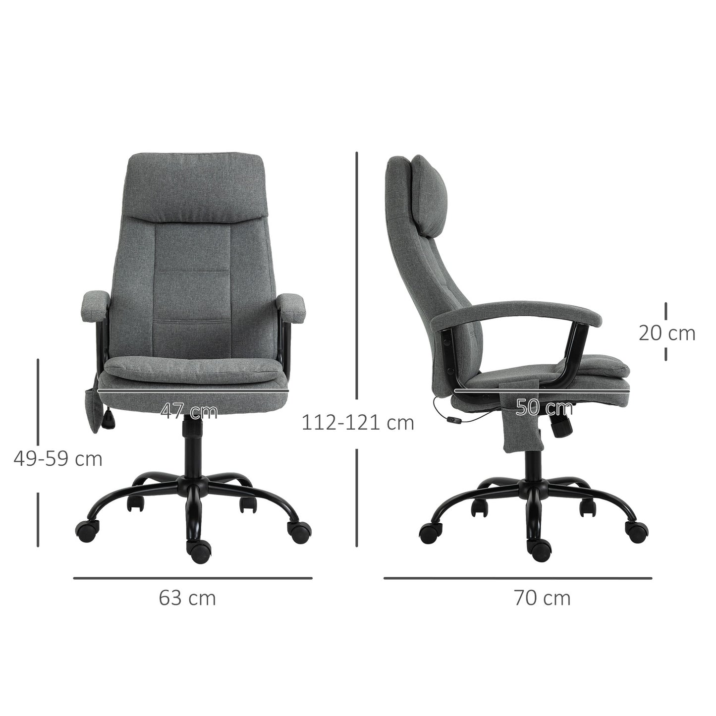 Ergonomic gaming chair with lumbar support, gray linen