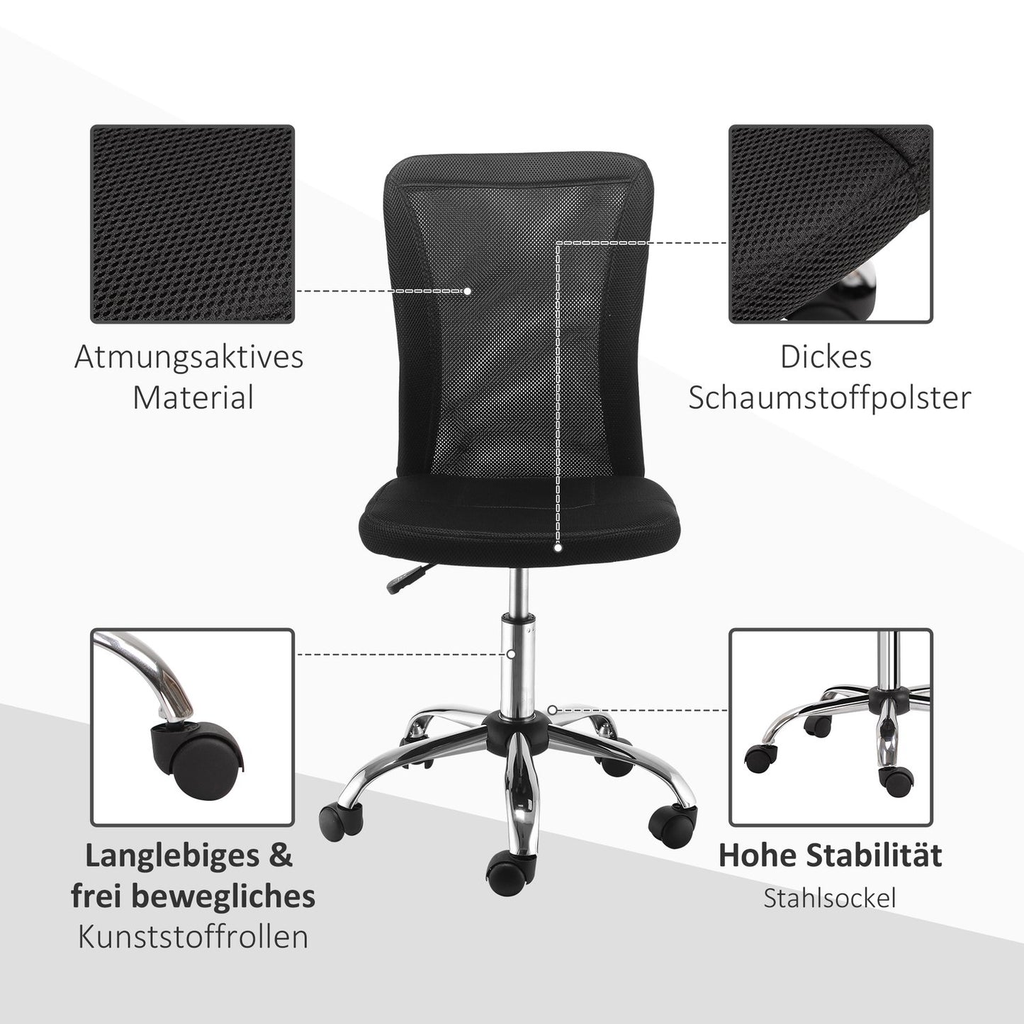 Ergonomic office chair, adjustable, ventilating back, black