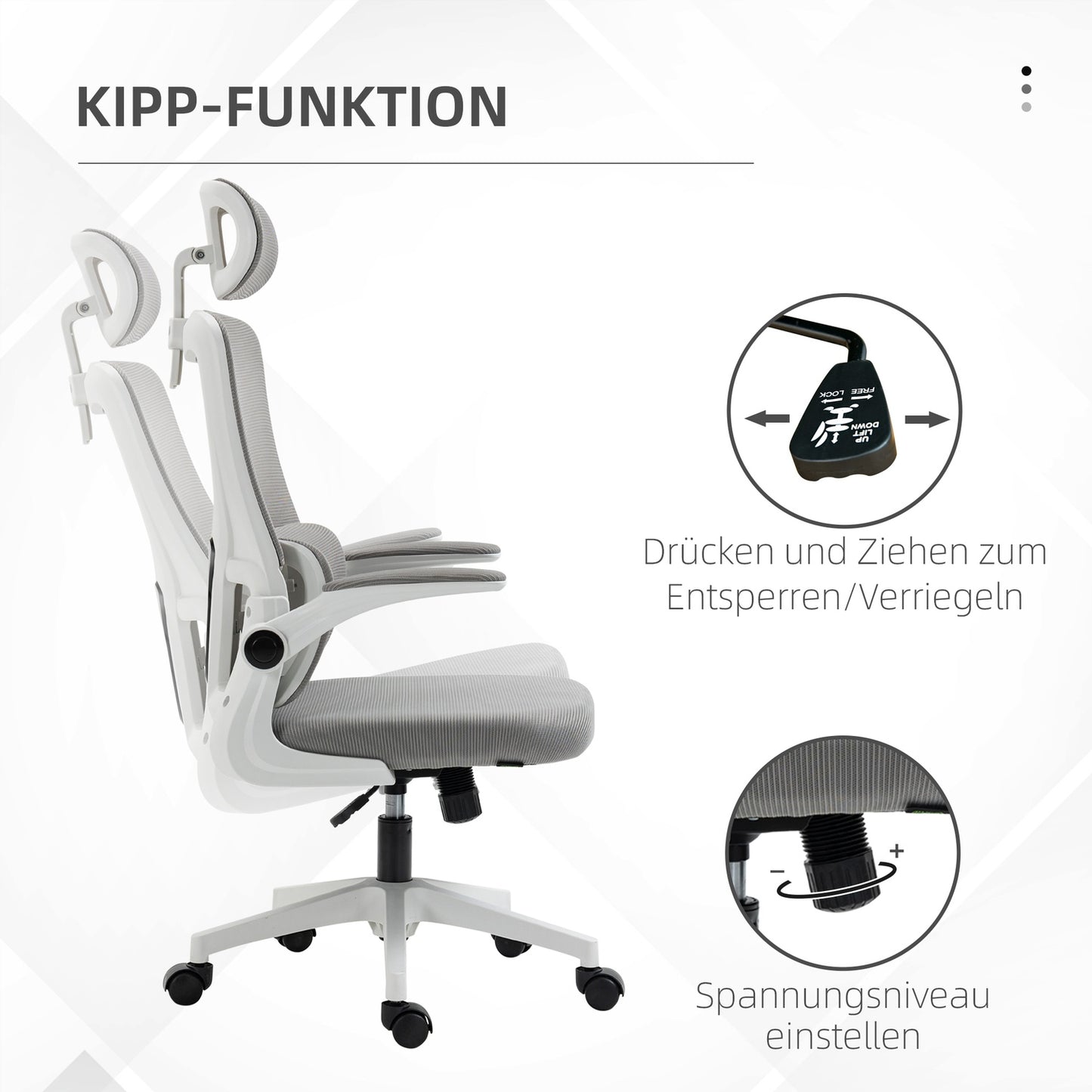 Ergonomic office chair, adjustable height, lumbar support