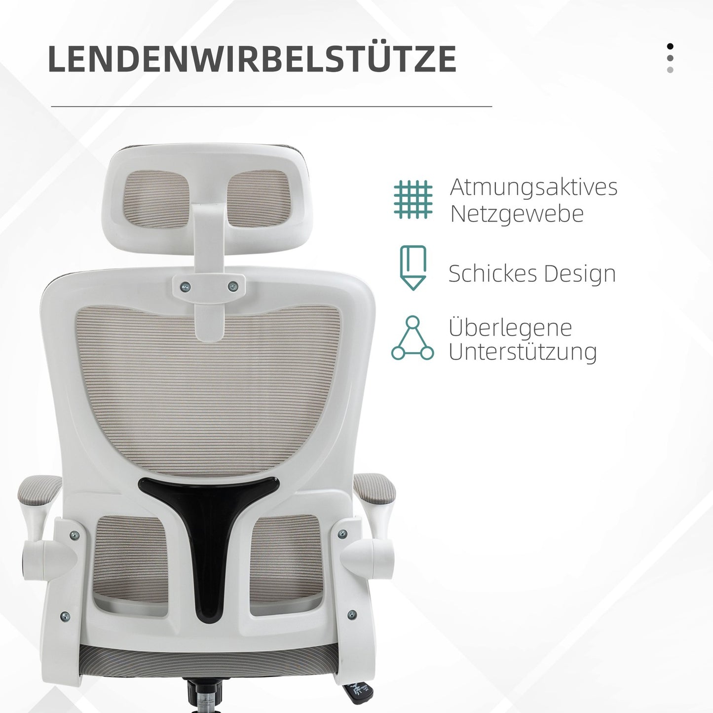 Ergonomic office chair, adjustable height, lumbar support