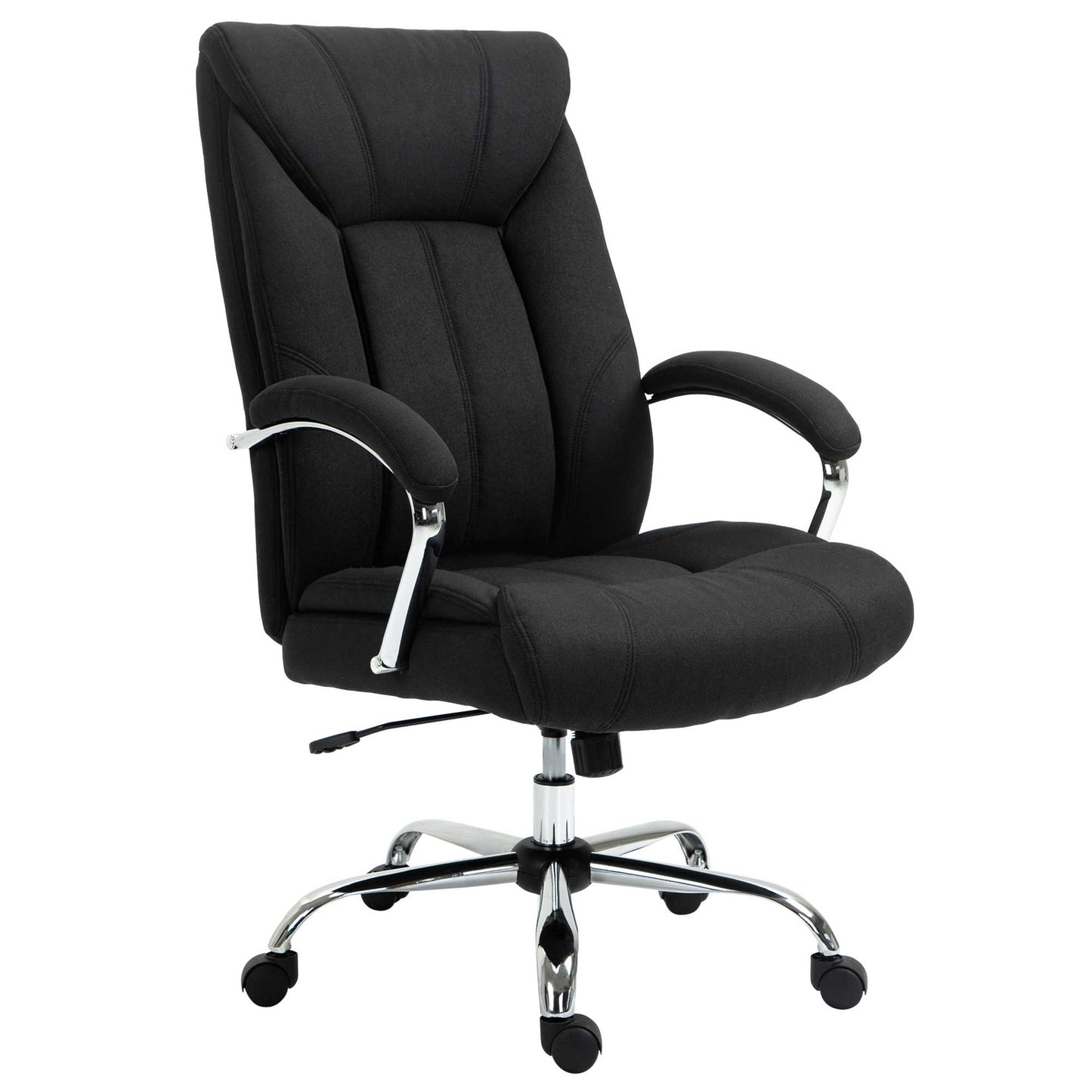 Ergonomic office chair with rocker, padded armrest, black