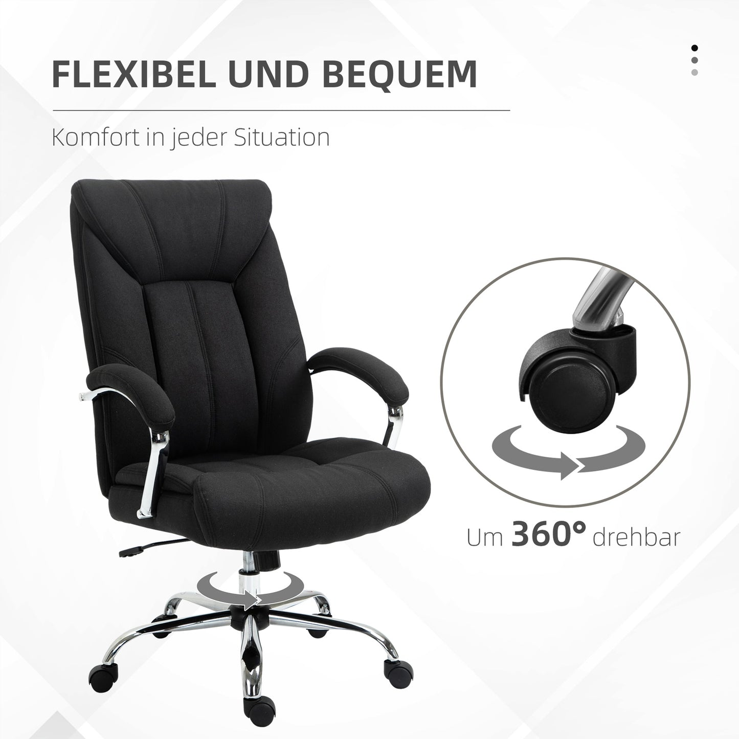 Ergonomic office chair with rocker, padded armrest, black
