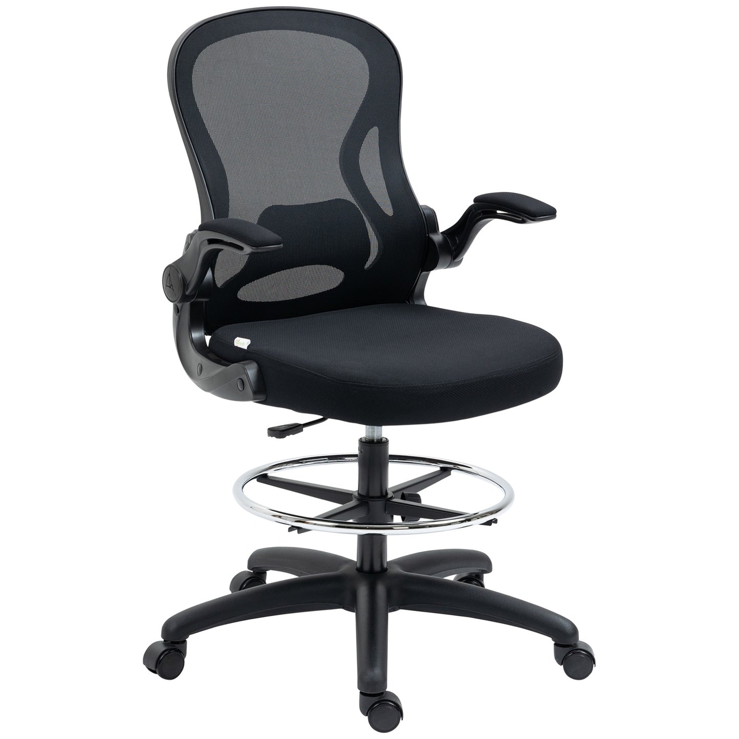 Ergonomic office chair with wheels & lumbar support, black