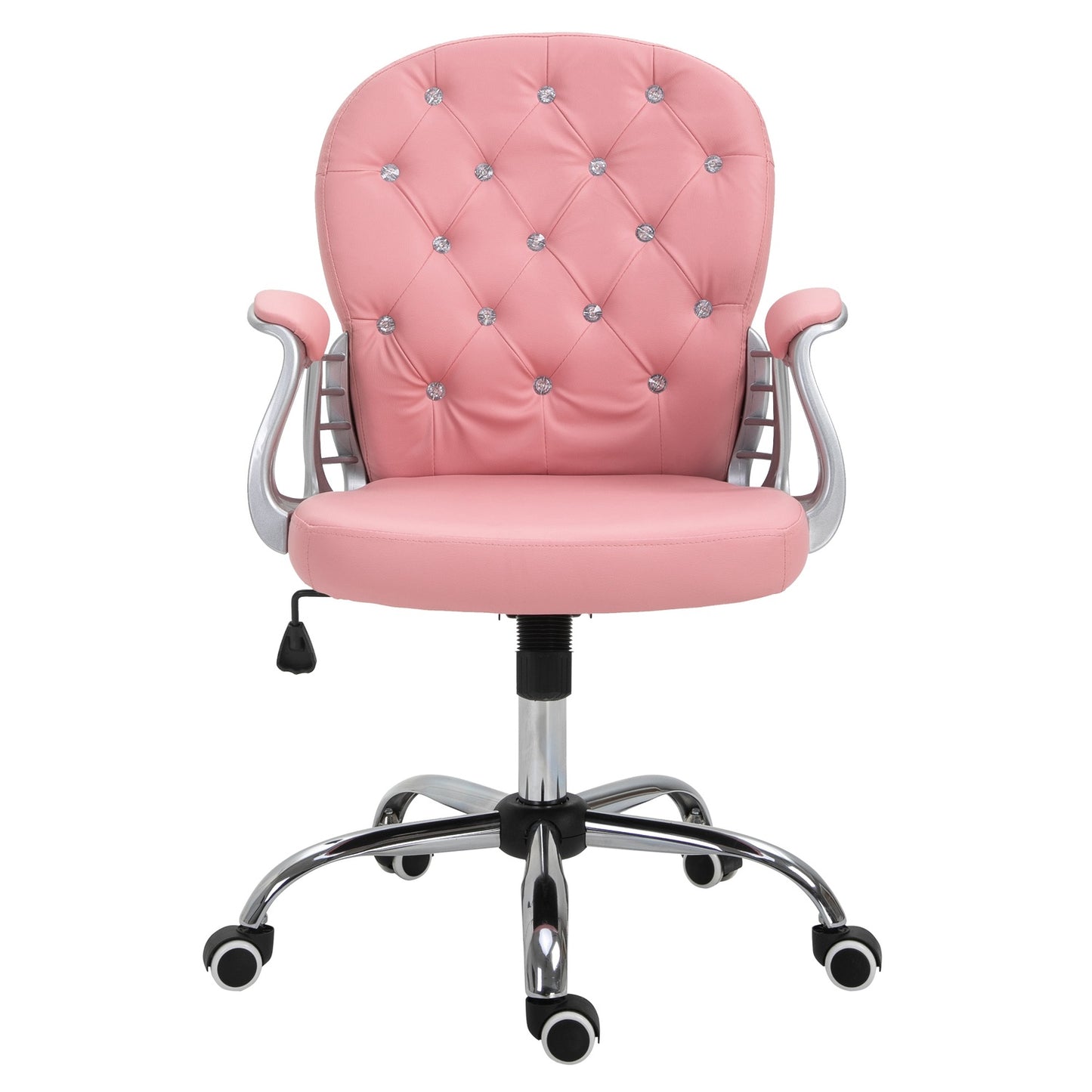 Ergonomic office chair, pink PU, padded backrest, adjustable