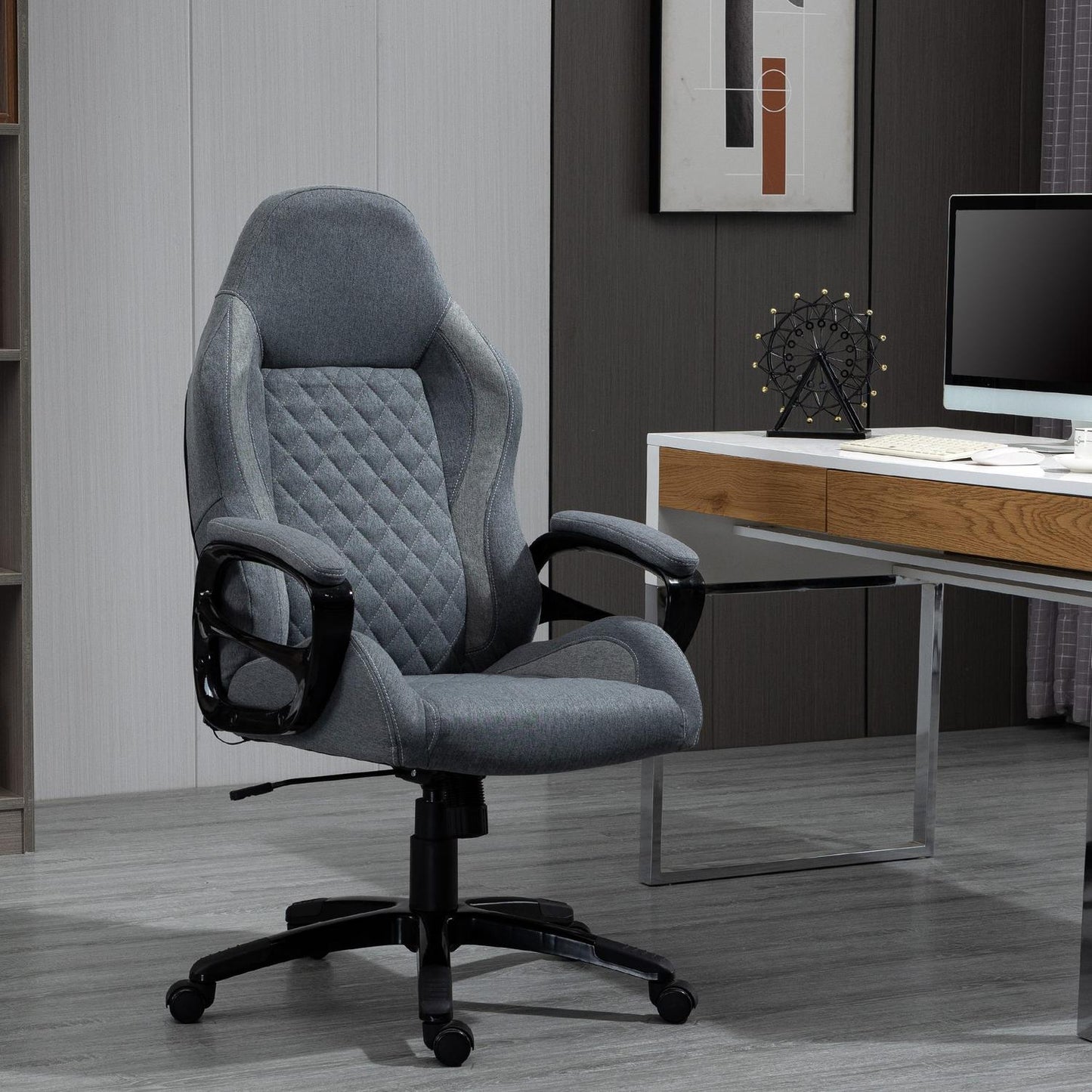 Ergonomic office chair with massage, adjustable height, grey