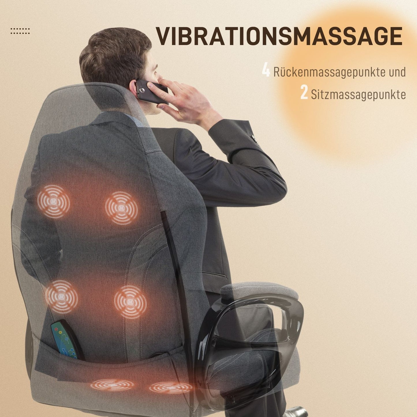 Ergonomic office chair with massage, adjustable height, grey