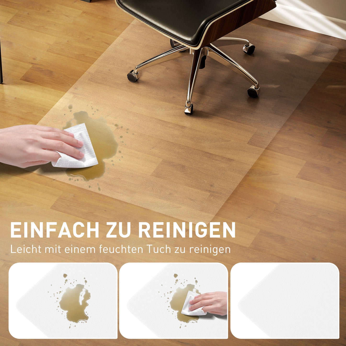 Office Chair Floor Protector, Non-Slip, 100x150 cm, Clear