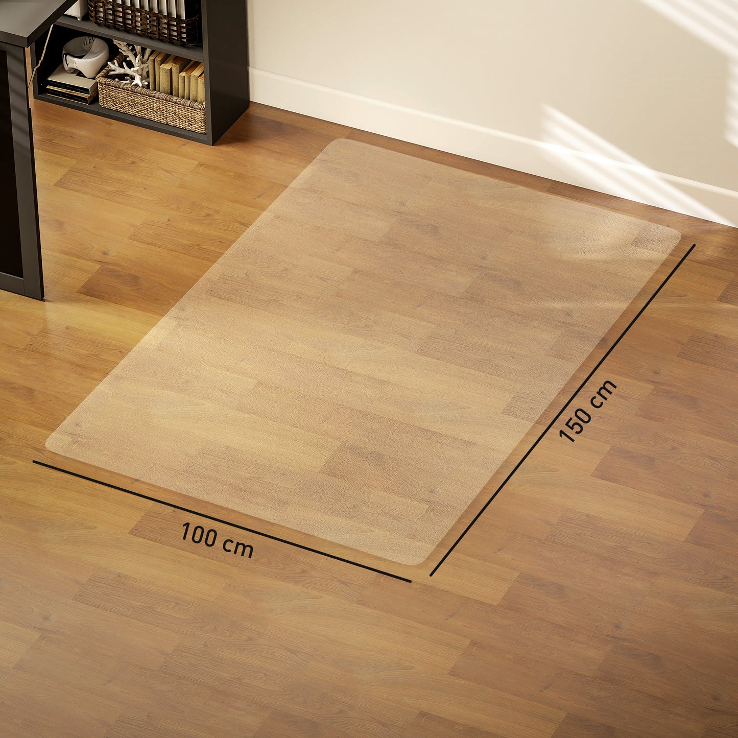Office Chair Floor Protector, Non-Slip, 100x150 cm, Clear