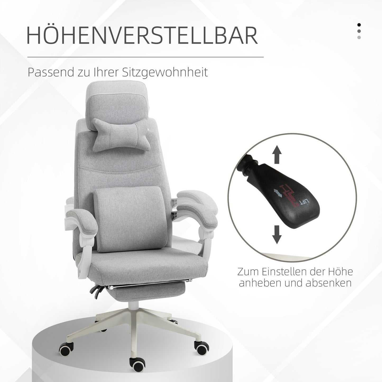 Ergonomic gaming office chair, wheels and adjustable height
