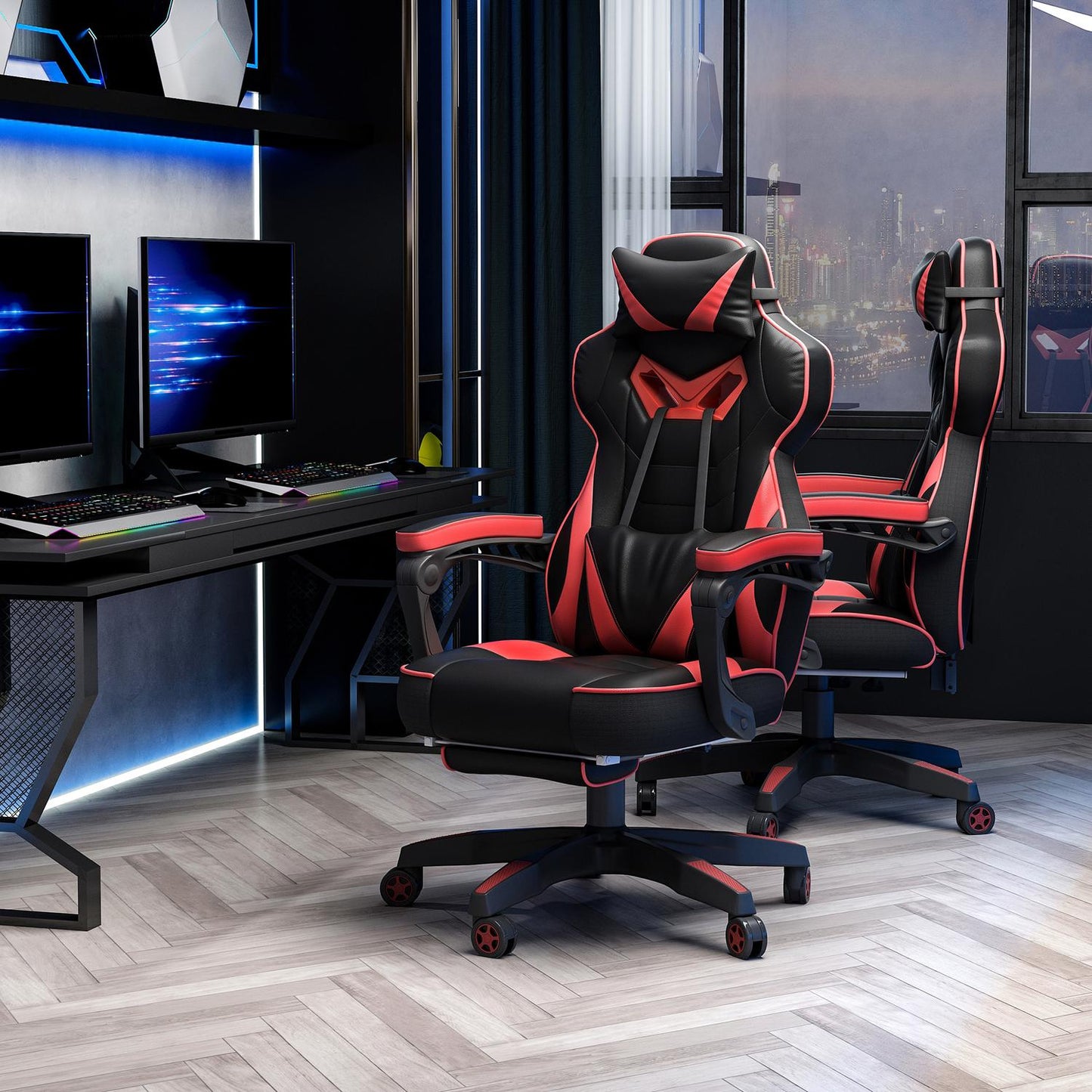 Gaming Office chair with massage - adjustable, artificial leather