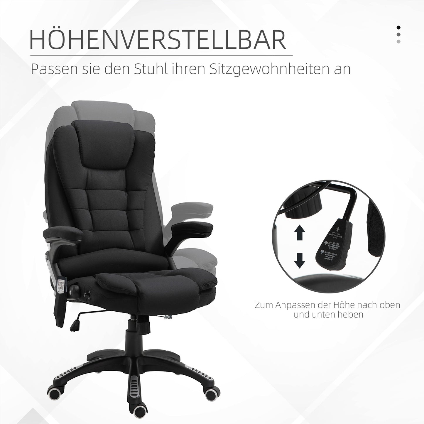 Gaming Office chair with massage, adjustable height, black