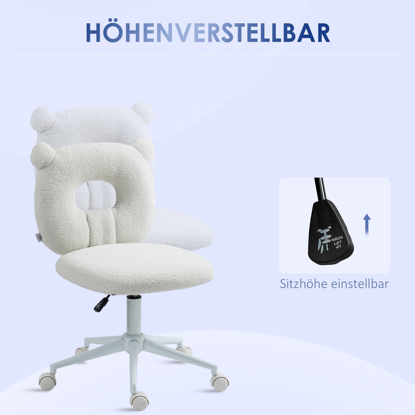 Swivel office chair, adjustable in height, Teddy Fleece, 120 kg capacity