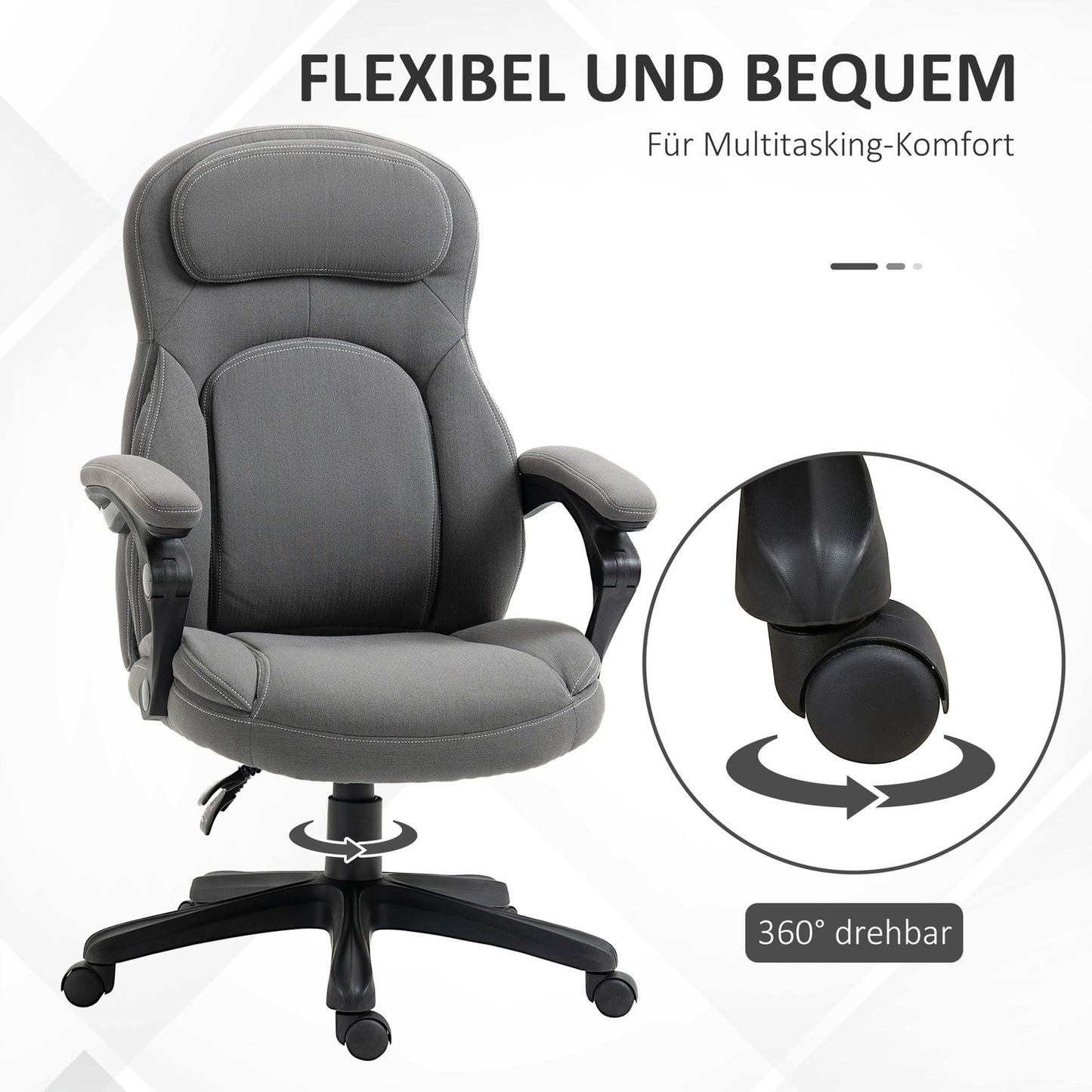 Ergonomic swivel office chair, height adjustable, linen look