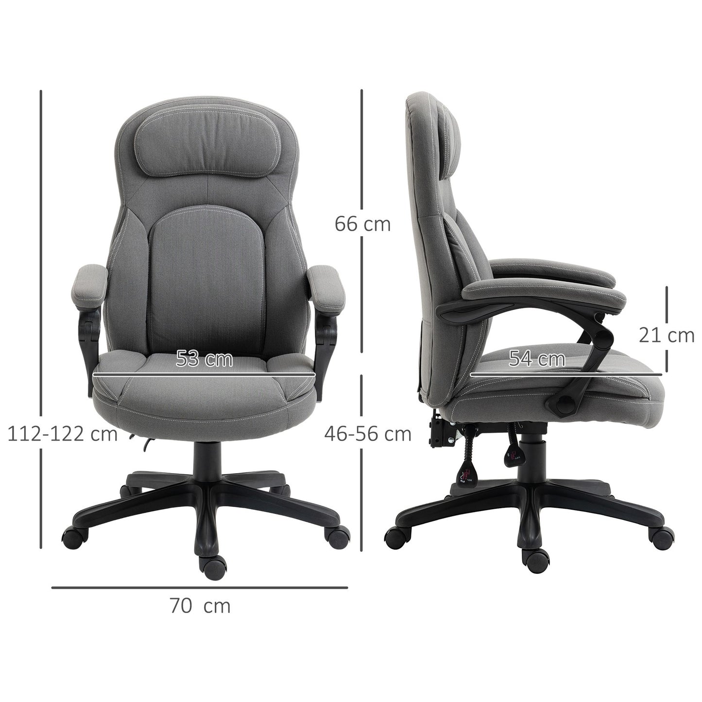 Ergonomic swivel office chair, height adjustable, linen look