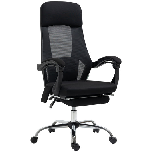 Office chair with massage, tilt and footrest - Mesh fabric