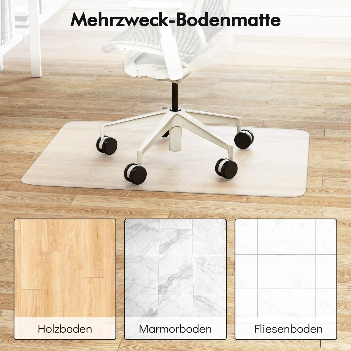Office Chair Mat – 120x90 cm Transparent PVC Floor Protector