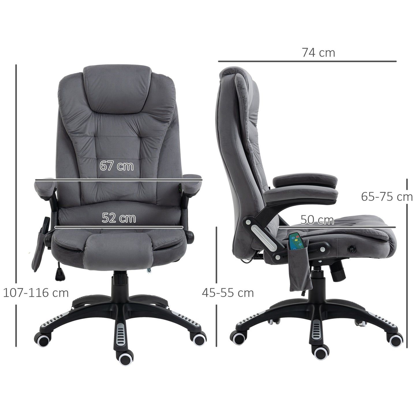 Ergonomic office chair with massage & heating, dark grey
