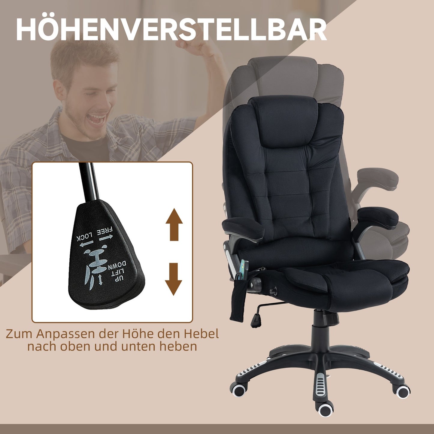 Ergonomic office chair, massage & heating, adjustable, 120 kg limit