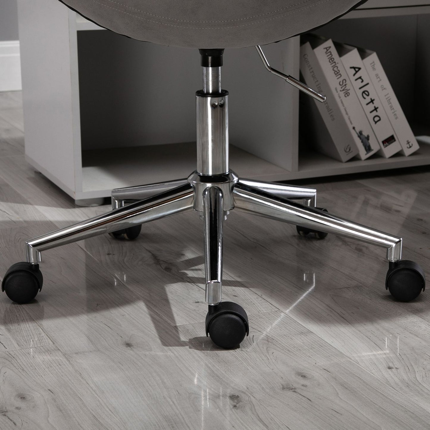 Office chair, 360° rotatable, microfibre, light grey, 60x60x90 cm