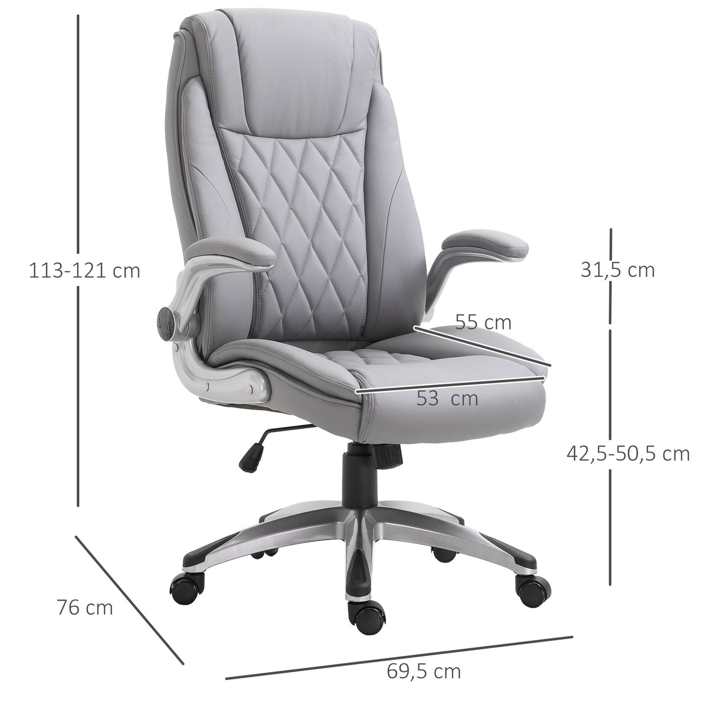Ergonomic office chair in faux leather - adjustable, swivel, with headrest
