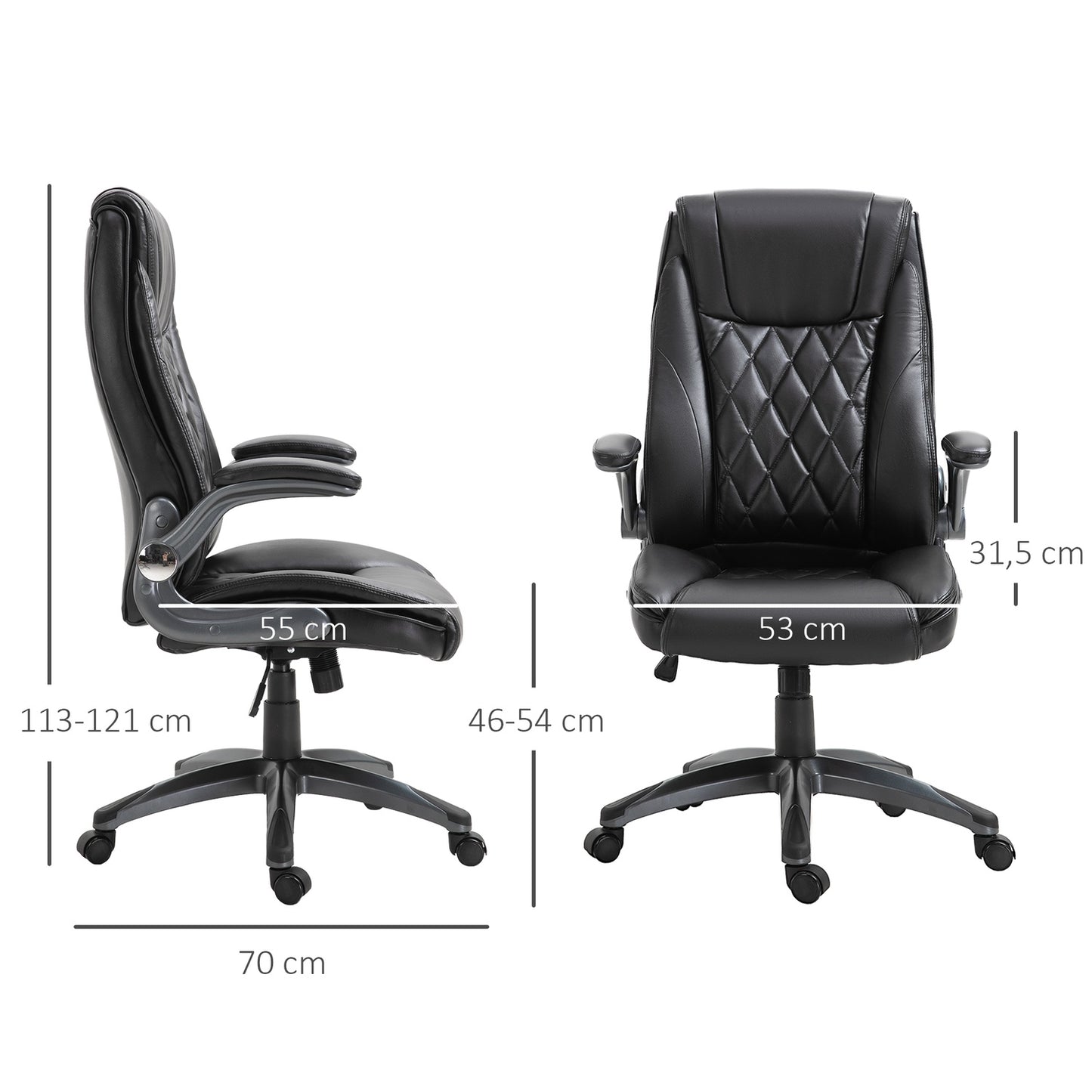 Ergonomic office chair, swivel - adjustable height, black